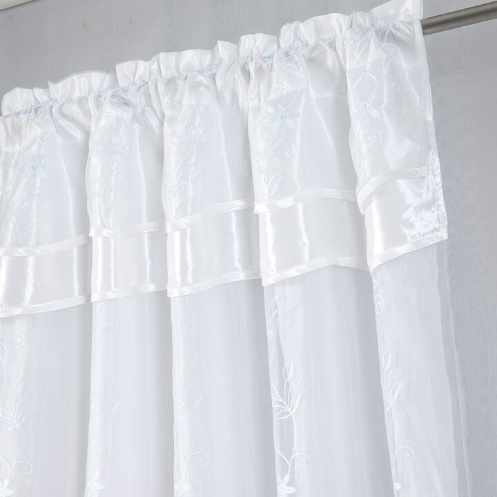 Priscilla Embroidered Panel With Double Valance 54'' x 90'' Gold