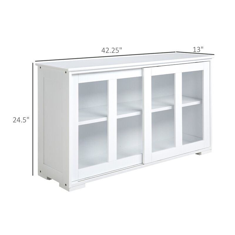 White Kitchen Organizer: Stackable Sideboard with Glass Door