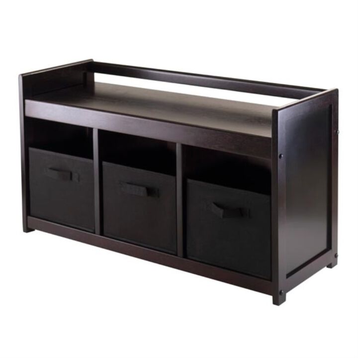 Winsome Addison Bench, 3 small, Espresso/Chocolate