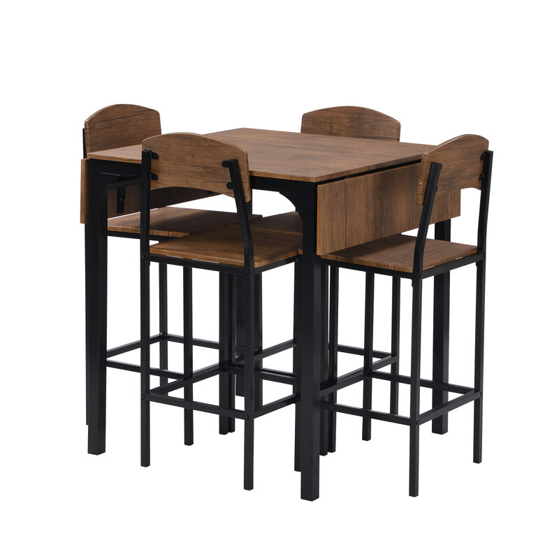 Farmhouse 5-piece Counter Height Drop Leaf Dining Table Set with Dining Chairs