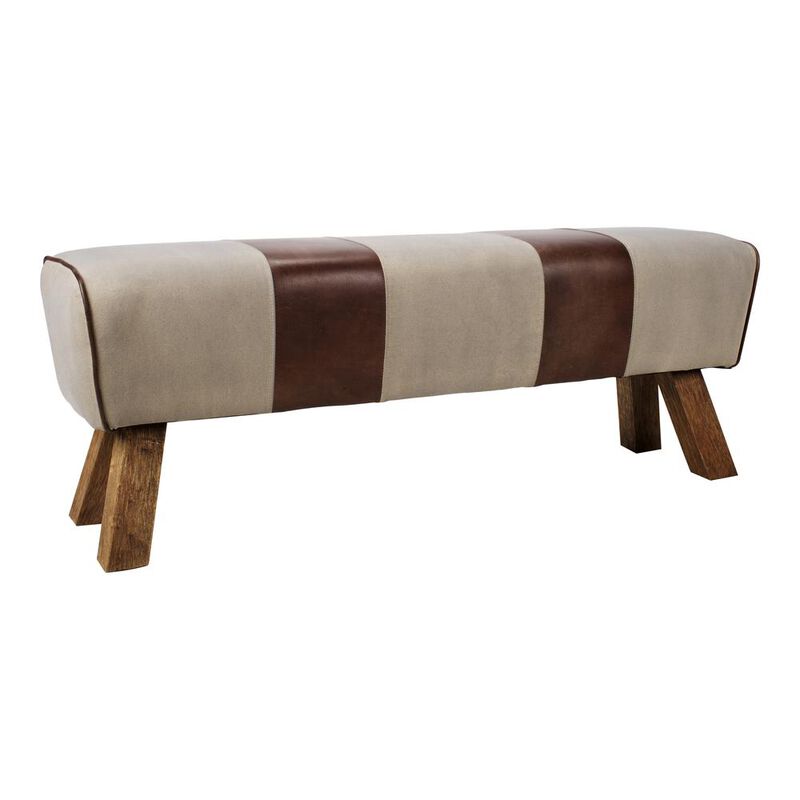 Pommel Sports-Inspired Leather and Canvas Bench - Modern Collection, Belen Kox