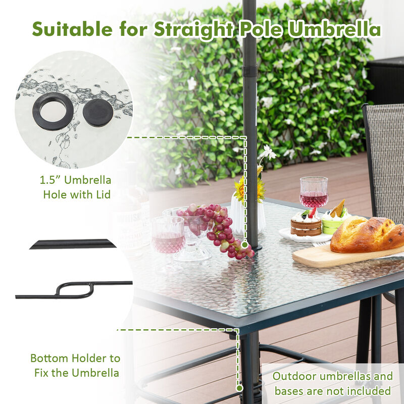 35 x 35 Inch Patio Dining Table with 1.5" Umbrella Hole