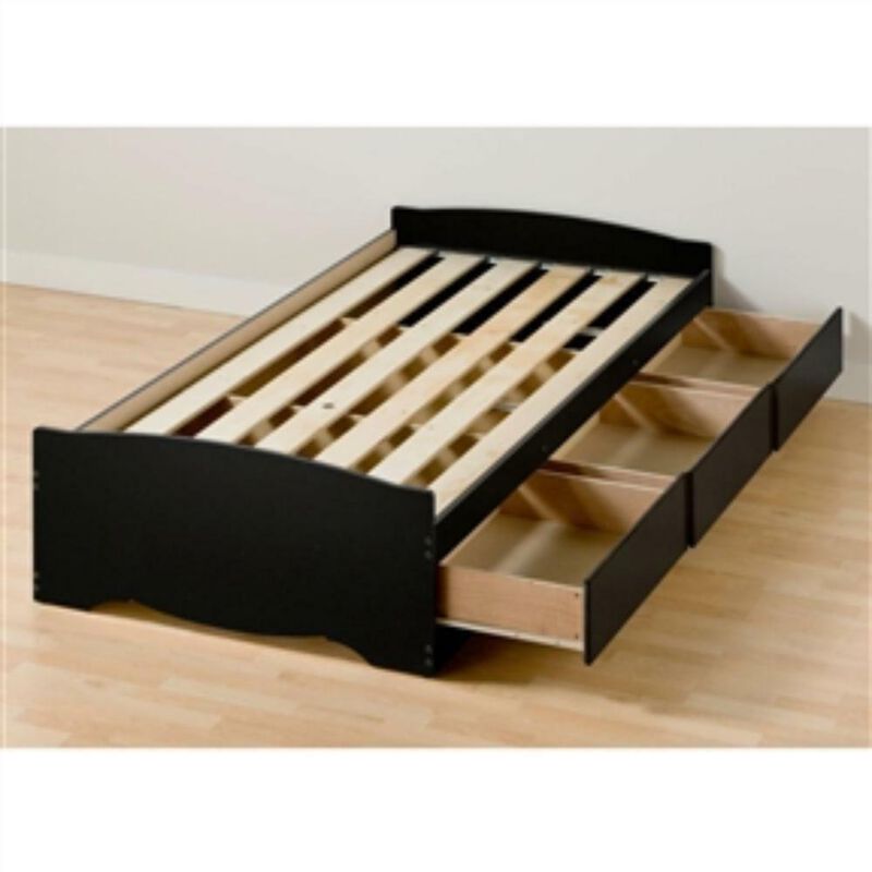 Hivvago Twin XL Platform Bed Frame with 3 Storage Drawers in Black