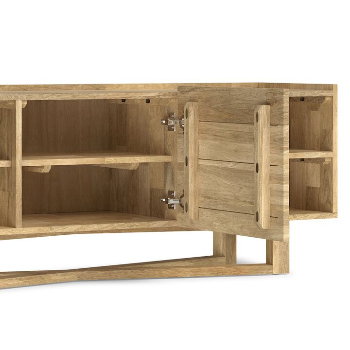 Simpli Home Harrow Solid Mango Wood Tv Media Stand In Natural For Tvs Up To 65 Inches