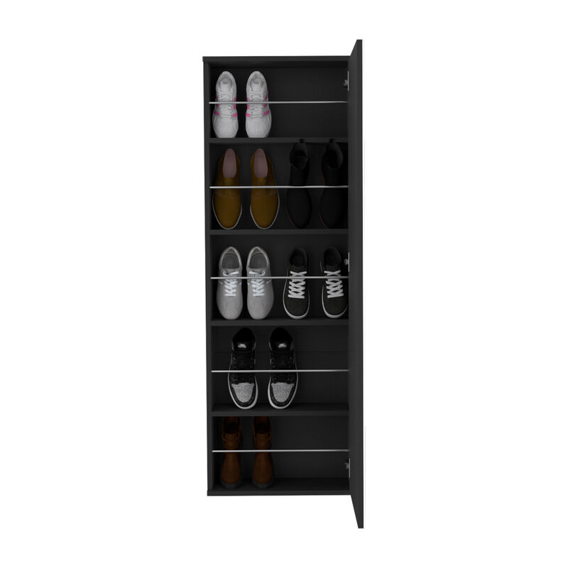 Wall Mounted Shoe Rack With Mirror Chimg, Bedroom, Black