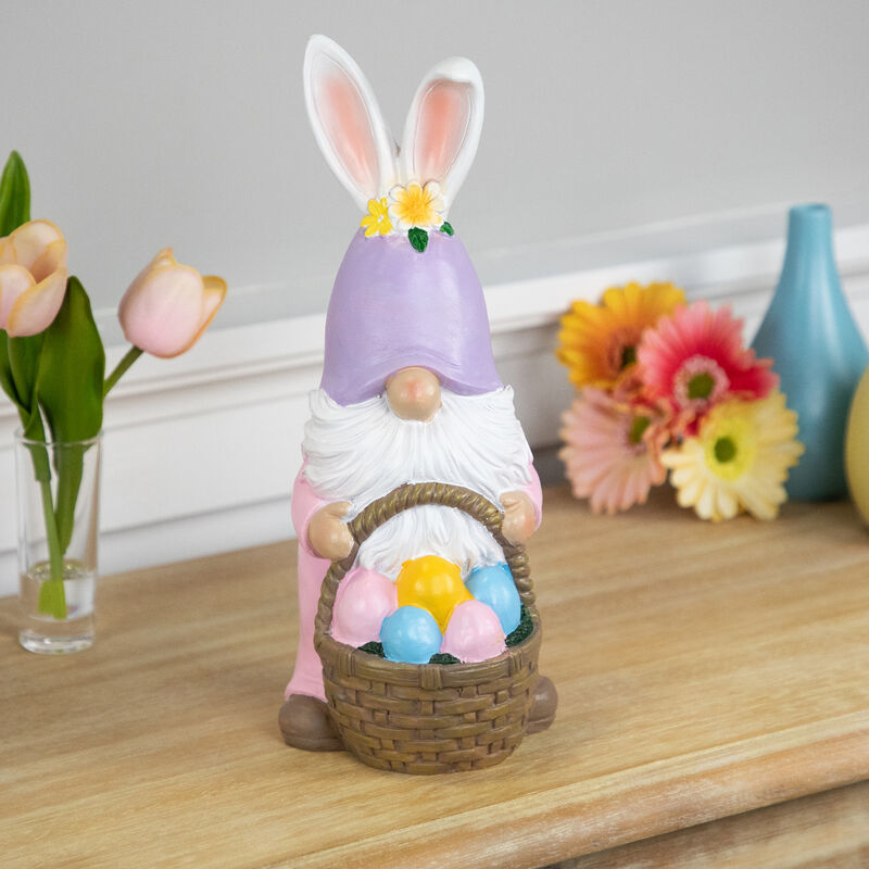 Easter Bunny Gnome with Egg Basket Figurine - 11.5"
