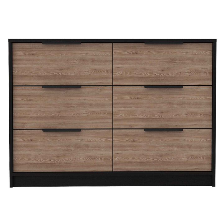 Longhill 6-Drawer Rectangle Dresser Black Wengue And Pine