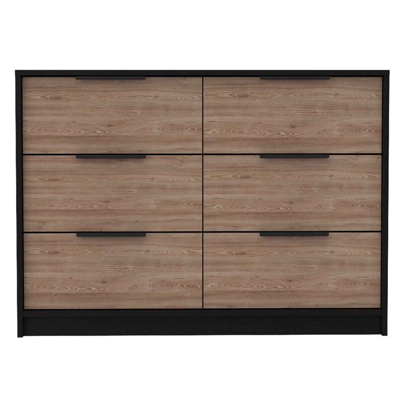 Longhill 6-Drawer Rectangle Dresser Black Wengue And Pine