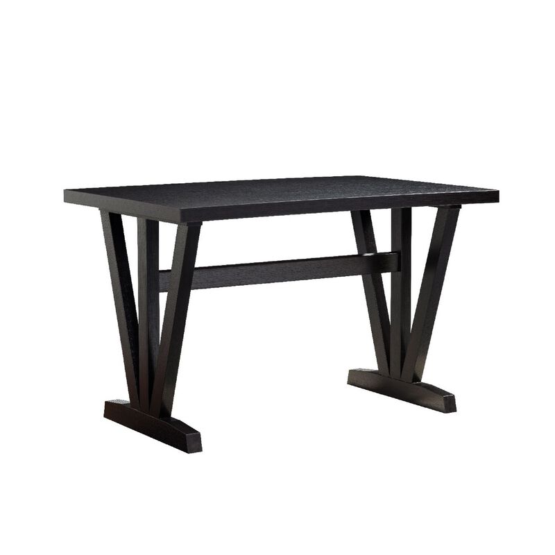 47 Inch Ethan Collection Wood Dining Table, V Shaped Legs, Trestle, Dark Brown-Benzara