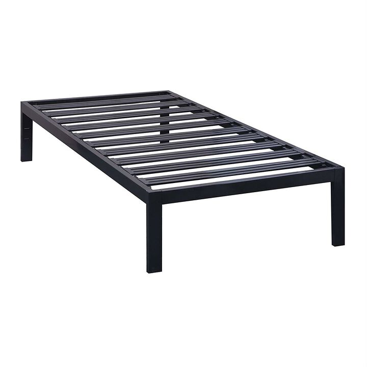Hivvago Twin XL Heavy Duty Wide Slat Steel Platform Bed Frame in Black Metal Finish