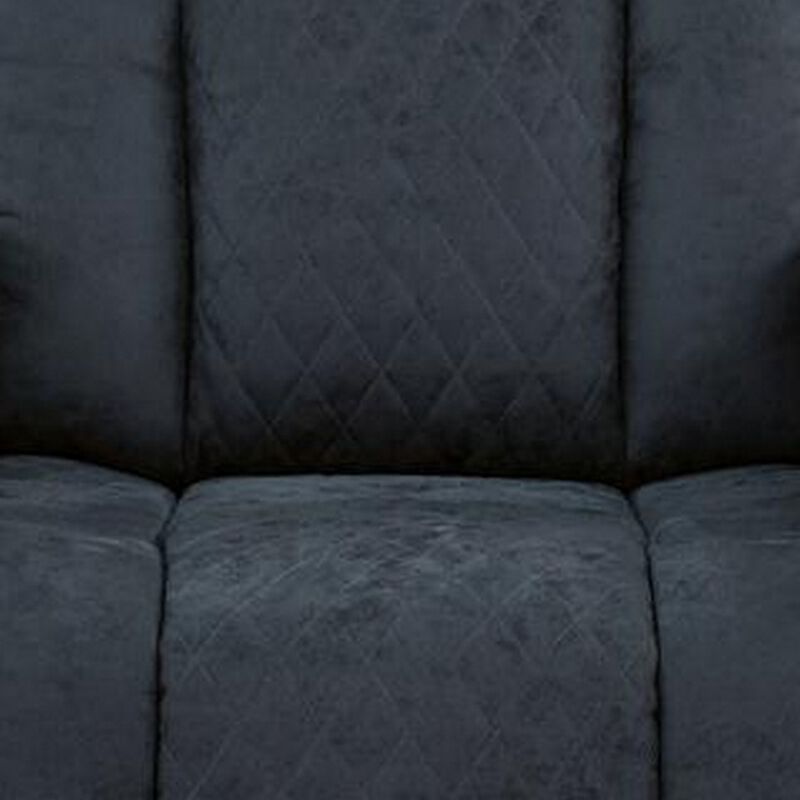Kem 39 Inch Power Recliner Chair, Adjustable Headrest, Blue Faux Leather - Benzara