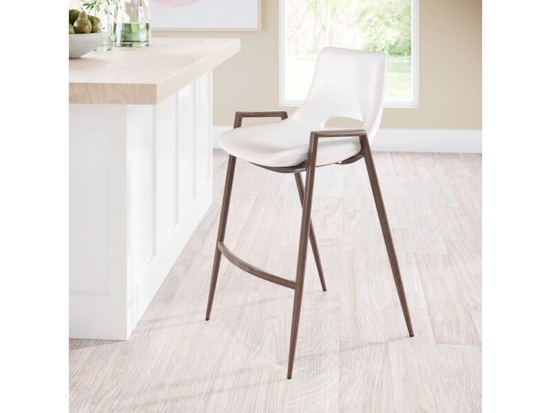 Desi Counter Stool (Set of 2) White & Walnut
