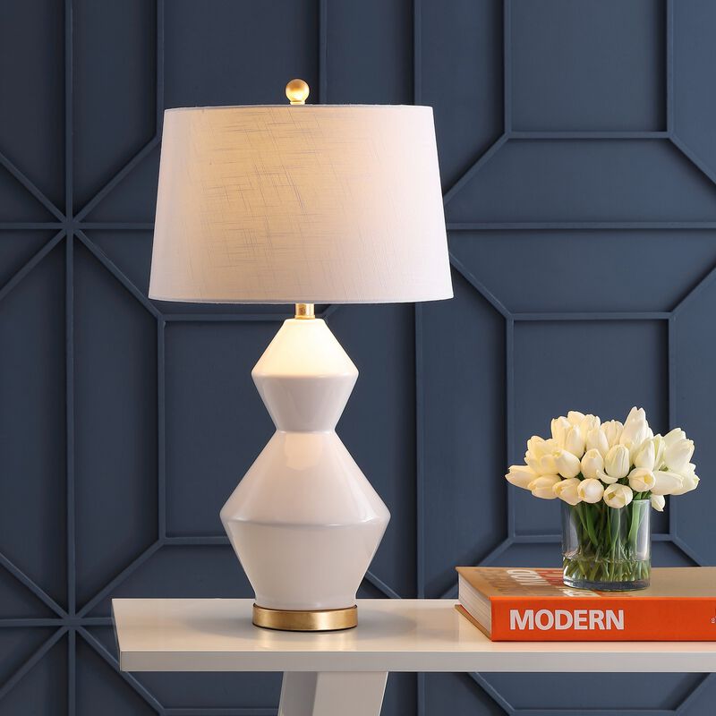 Alba Geometric Ceramicmetal LED Table Lamp