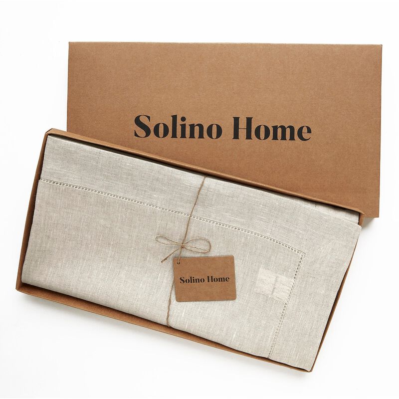 Solino Home 100% Pure Linen Tablecloth | Classic Hemstitch