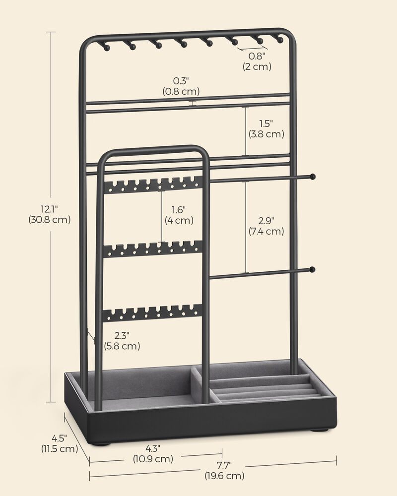 Jewelry Holder with Metal Frame and Velvet Tray