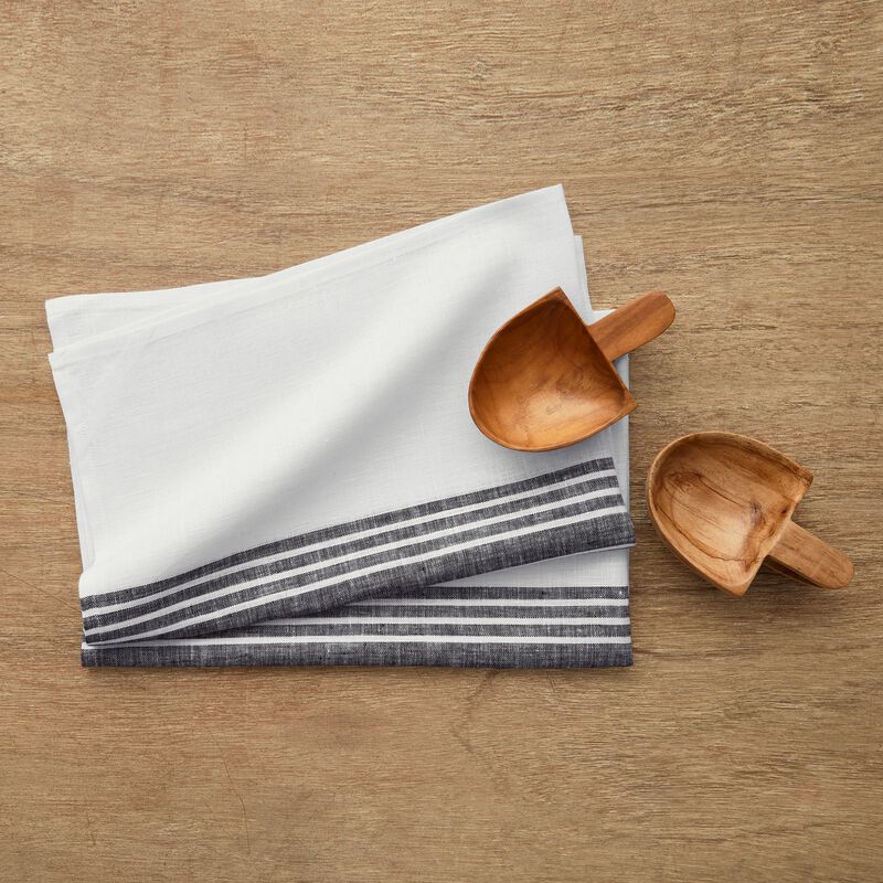 Solino Home 100% Pure Linen Kitchen Towels Set of 2 - 17 x 26 Inch | Farmhouse