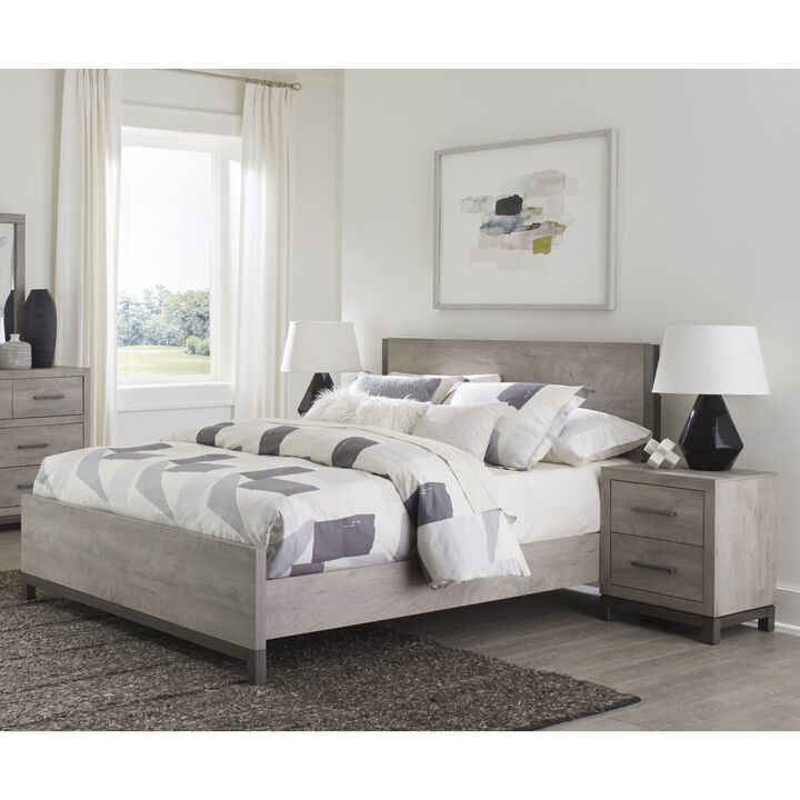 Attractive Light Finish 1 Piece Queen Size Bed Premium Melamine Board Wooden Stylish Bedroom