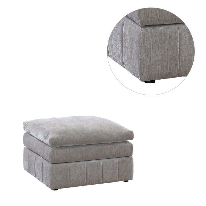 Morgan Fabric Upholstered Ottoman in Granite