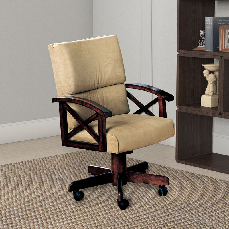 Snug  Upholstered Arm Game Chair , Brown - Benzara