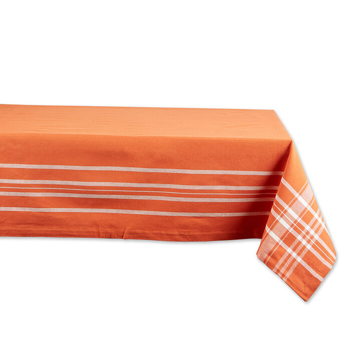 60" x 84" White and Burnt Orange Harvest Market Decorative Table Cloth