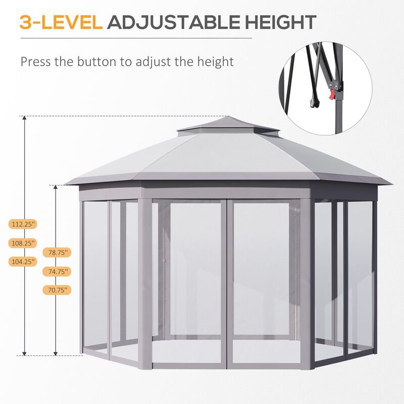 Gray Outdoor Pavilion: 13'x11' Pop Up Gazebo for Patio and Backyard