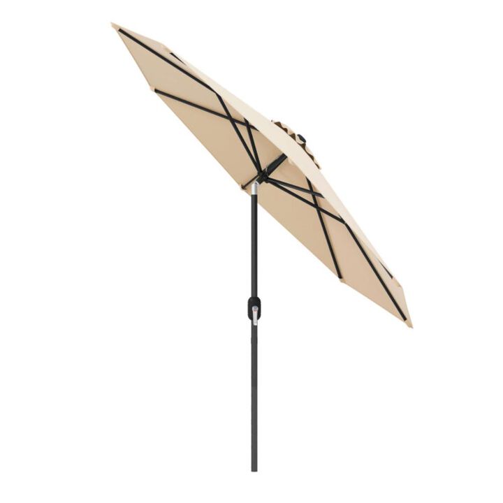 Hivvago 9 FT Outdoor Market Patio Table Umbrella Push Button Tilt Crank Lift