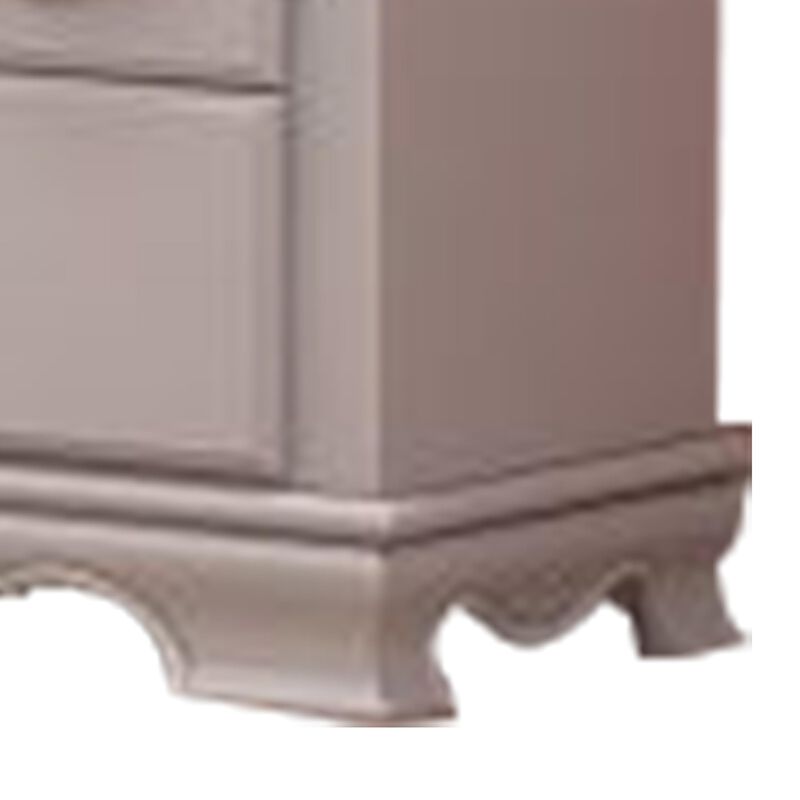 Benjara Auri 52 Inch Wide Dresser, 6 Drawer, Molded Trim Floral Motifs, White Wood