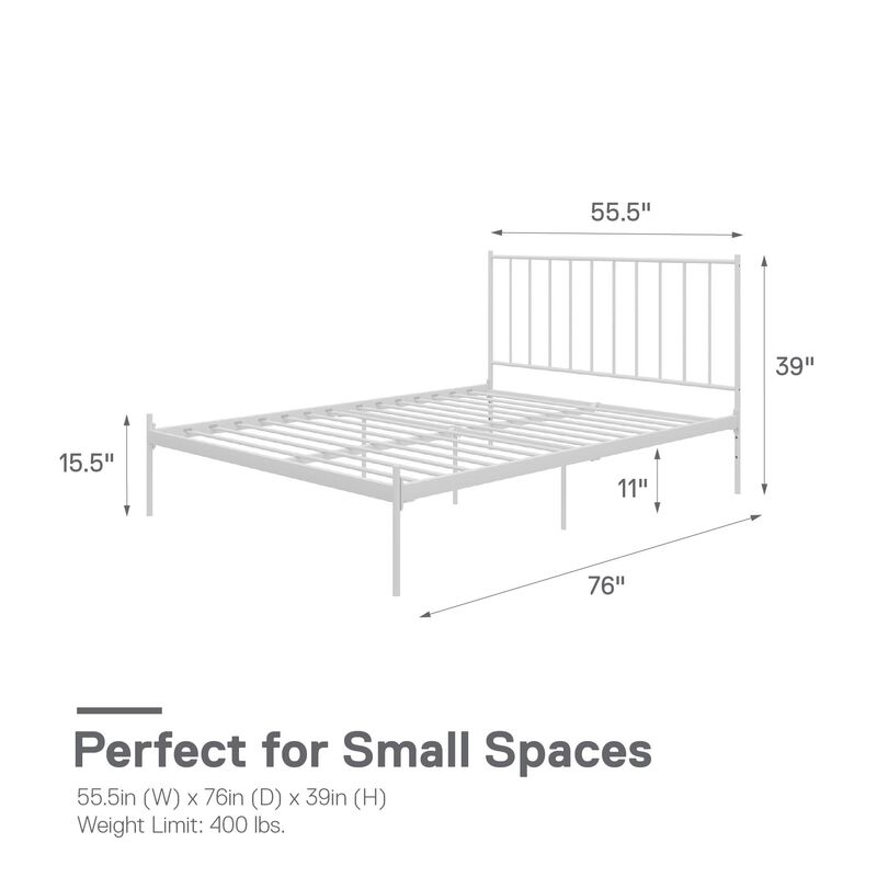 Ares Metal Bed, Full, White