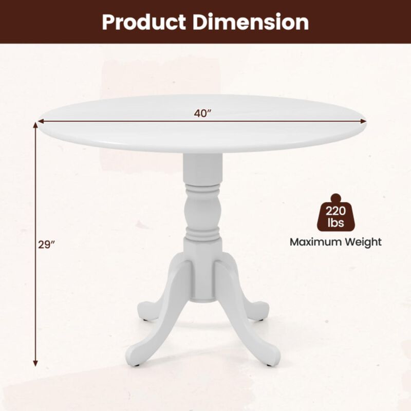 Hivvago Wooden Dining Table with Round Tabletop and Curved Trestle Legs