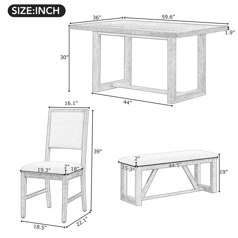 Merax 6-Piece Retro Wood Dining Set