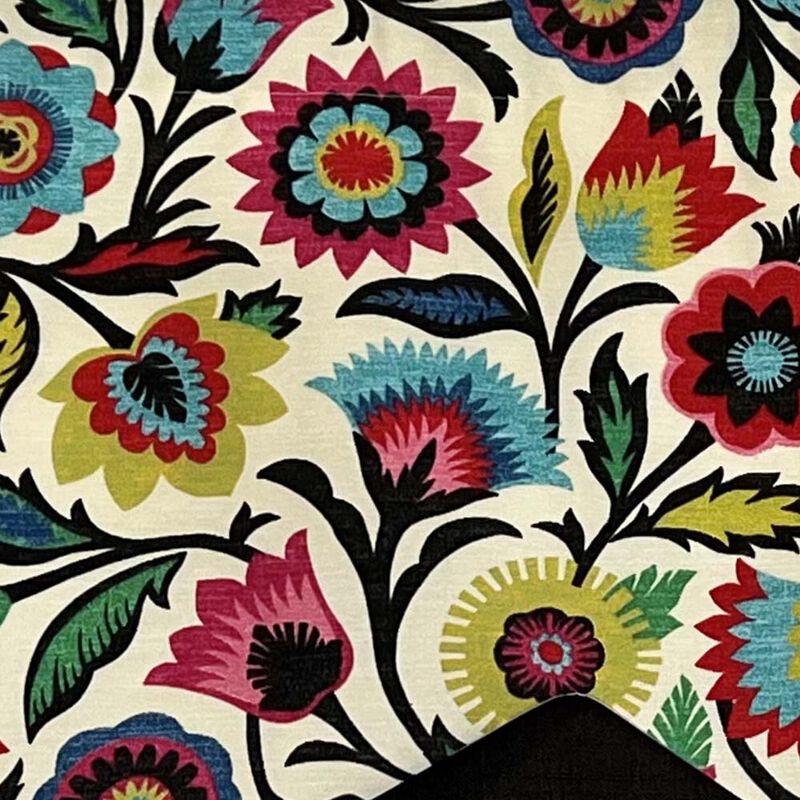 RLF Home Fiesta Floral Petticoat Window Treatment High Quality Valance 3" Rod Pocket 50" x 15" Black/Multicolor
