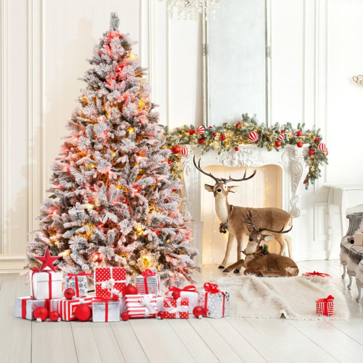 Hivvago 4.5/6/7 Feet Artificial Xmas Tree with Pine Needles and LED Lights
