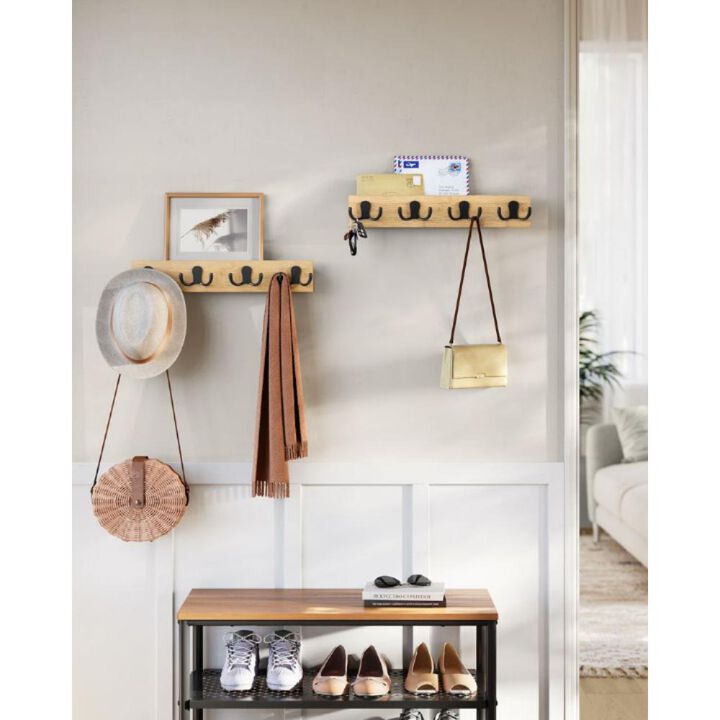 Set of 2 Wall-Mounted Coat Racks with Hooks for Efficient Space-Saving Storage