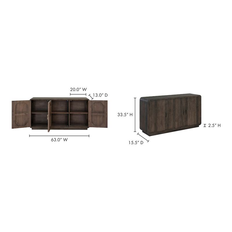 Moe's Home Collection Monterey Sideboard Light Grey