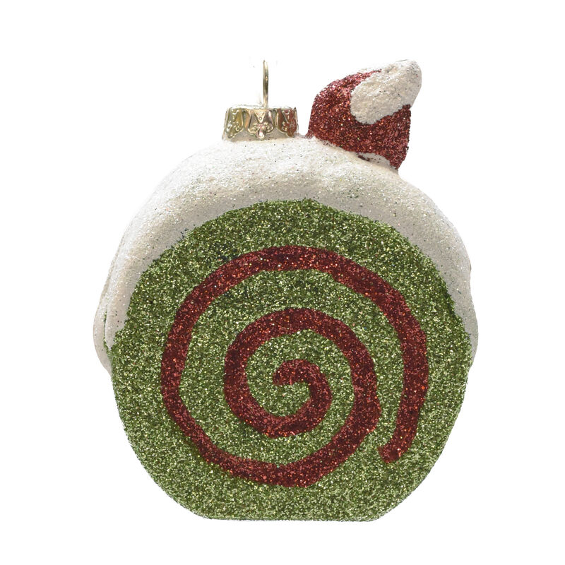 3.25" Green  Red  and Beige Glittered Shatterproof Cake Slice Christmas Ornament