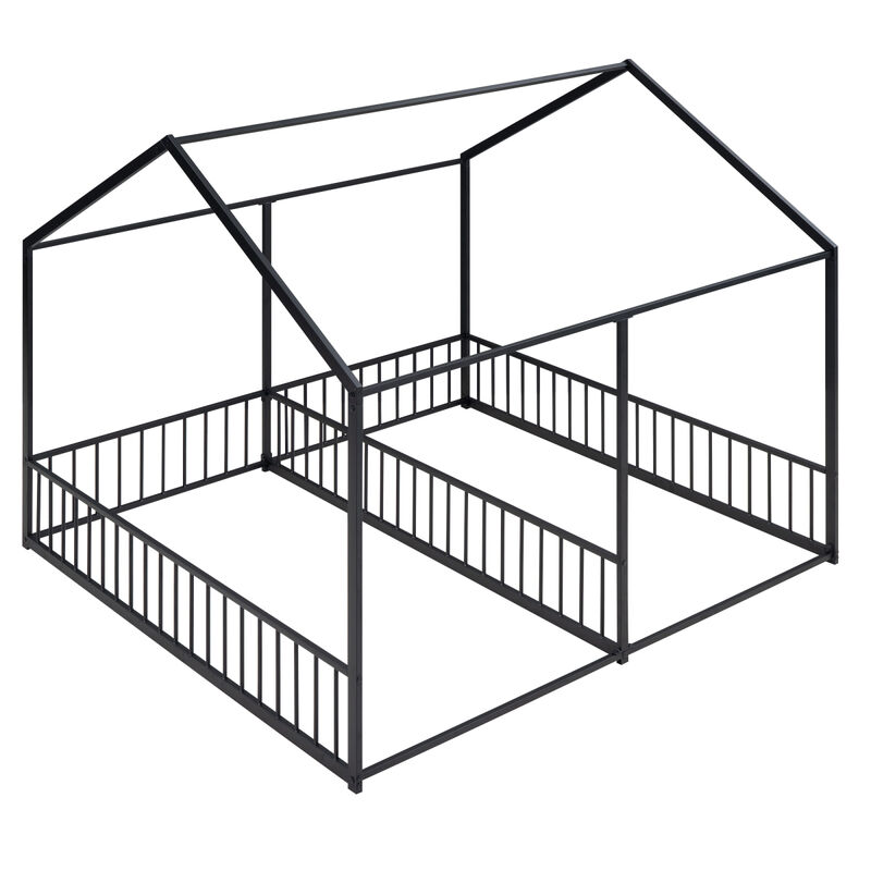 Metal Twin Size House Platform Beds, Two Shared Beds