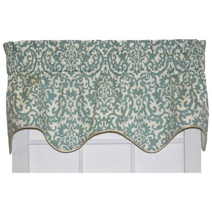 Ellis Curtain Duncan High Quality Room Darkening Solid Natural Color Lined Scallop Window Valance - 50 x15" Spa