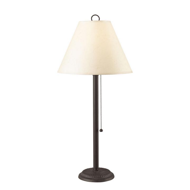 Paper Shade Metal Table Lamp with Pull Chain Switch,Set of 4,White and Black-Benzara