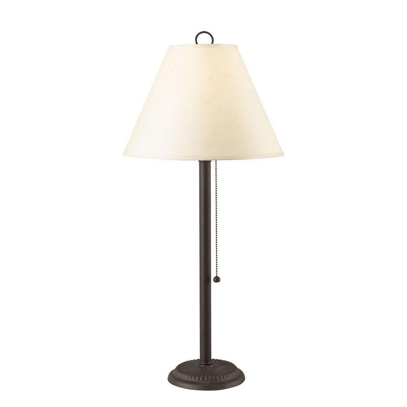 Paper Shade Metal Table Lamp with Pull Chain Switch,Set of 4,White and Black-Benzara