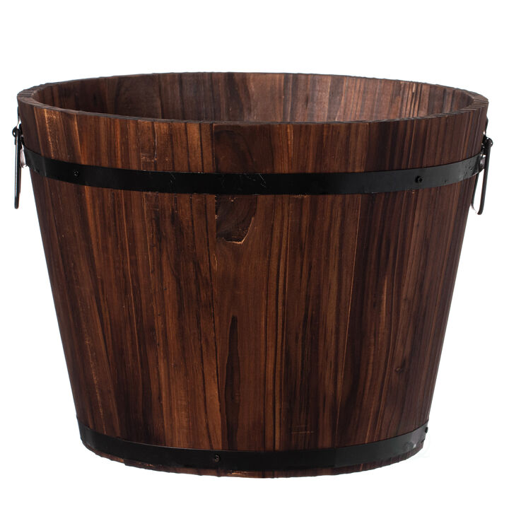 Wooden Whiskey Barrel Planters, Medium
