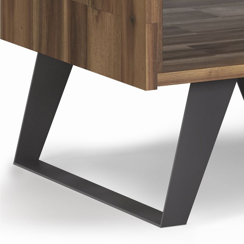 Simpli Home Lowry Solid Acacia Wood End Table In Distressed Golden Wheat