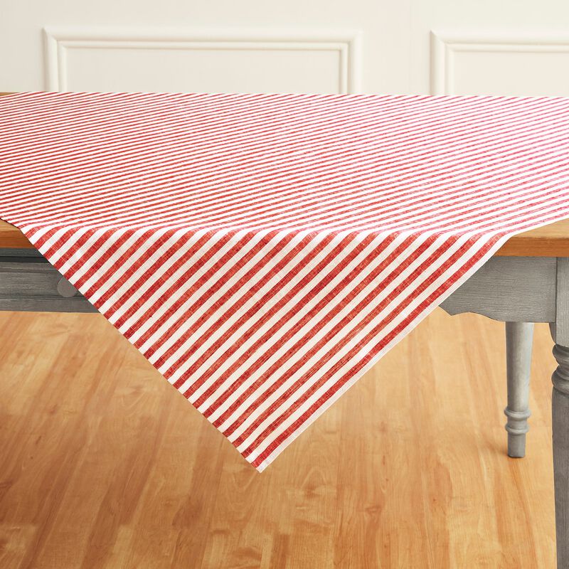 Solino Home 100% Pure Linen Table Throw 52 x 52 Inch | Amalfi Stripe