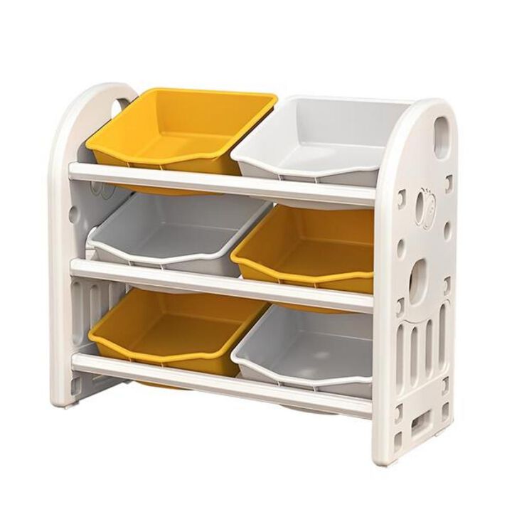 Kids Toy Storage Organizer with 6 Bins – Multi-Bin Shelf for Toys, Books & More