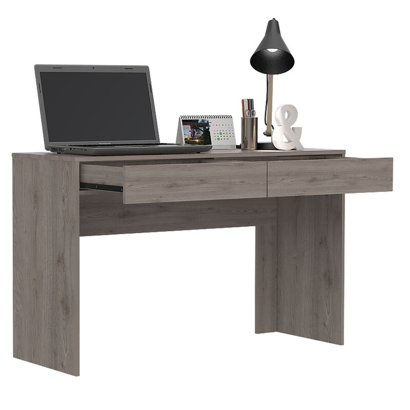 DEPOT E-SHOP Acanto 2 Drawer Writing Computer Desk, Light Gray