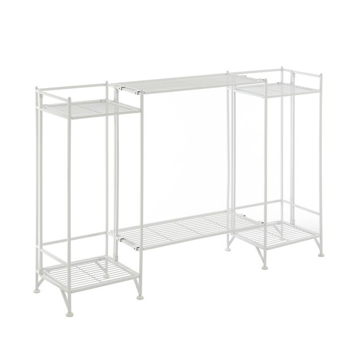 Convenience Concepts Xtra Storage 2 Tier Tall Folding Metal Shelves with Set of 2 Extension Shelves