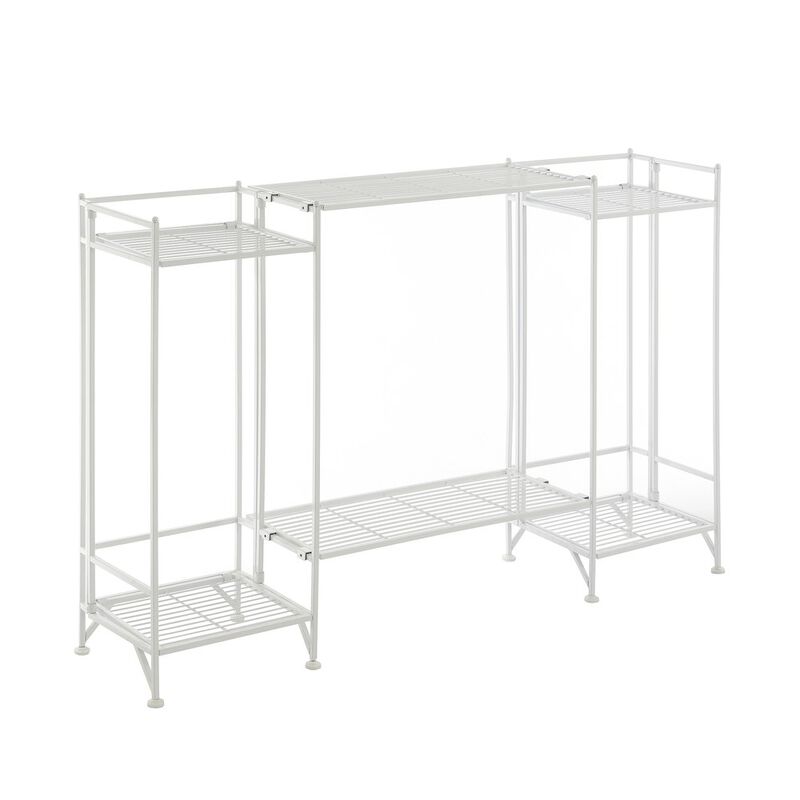 Convenience Concepts Xtra Storage 2 Tier Tall Folding Metal Shelves with Set of 2 Extension Shelves