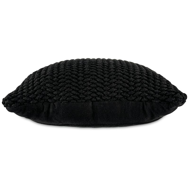 Rene Square Accent Throw Pillow, 20 Inch, Black Handwoven Design - Benzara