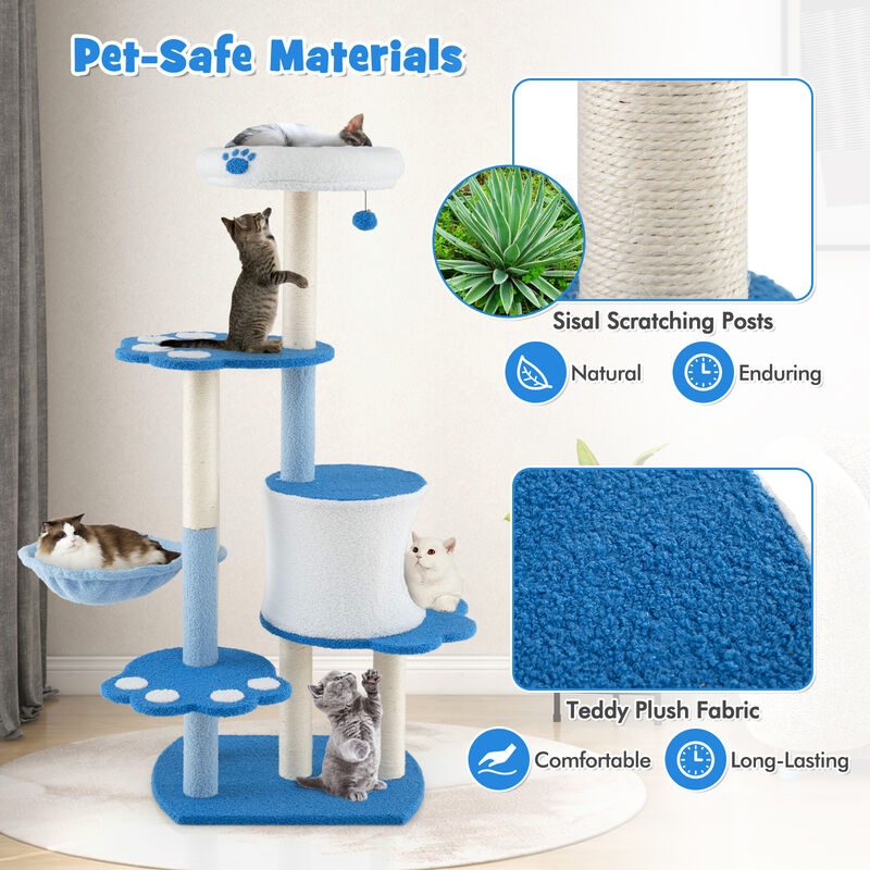 54" Tall Modern Cat Tree Tower for Indoor Cats with Scratching Posts & Cozy Perches
