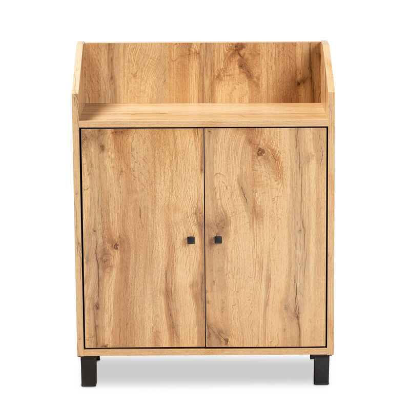 Baxton Studio Rossin Modern Oak Brown Finished Wood 2 Door Entryway Shoe Storage Cabinet