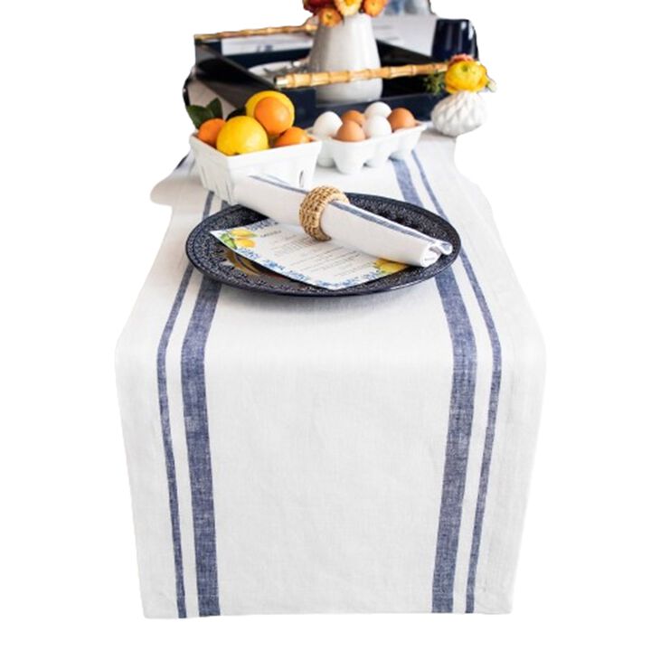 Solino Home 100% Pure Linen Table Runner | French Stripe